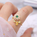 Light Luxury Daisy Adjustable Personalized Ring Creative Zircon Fresh Niche Ring