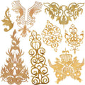 Diy Performance Clothing Decorative Iron-on Patch Sticker Embroidery Gold Silver Thread Yarn Costume Dress Geometric Applique