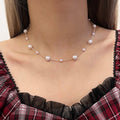 ZL-55 Wholesale Fashion Accessories Gold Chain Alloy Necklaces Jewelry for Women Simple Metallic Beads White Pearl Necklace