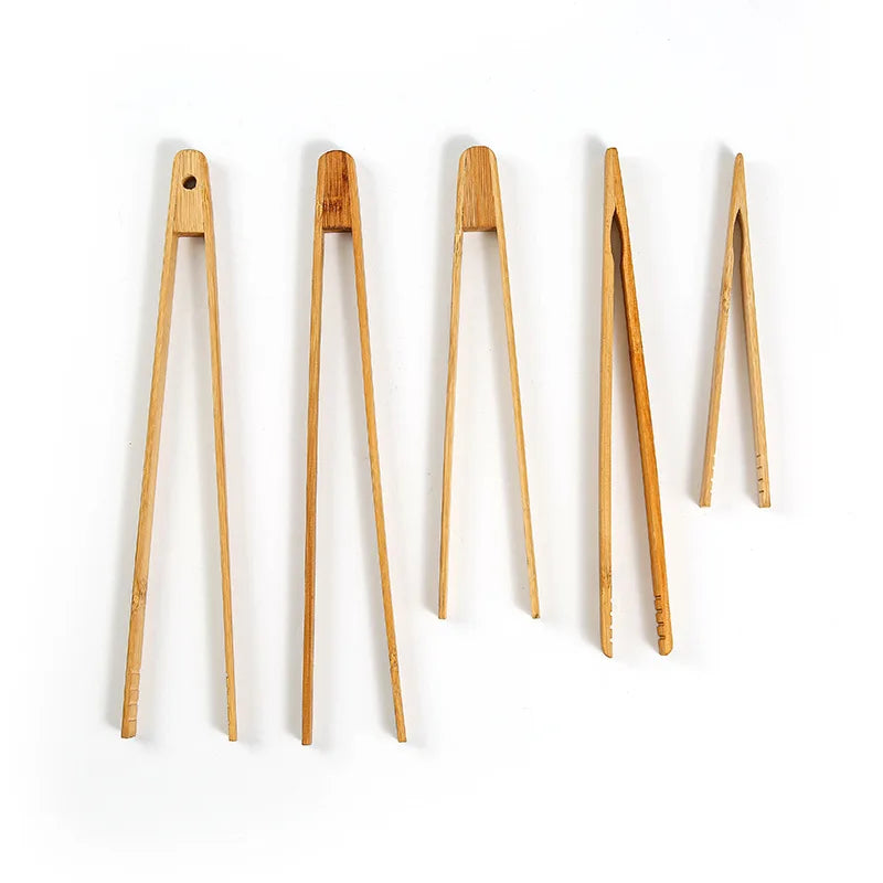 Bamboo Eco-Friendly Qingzhu Food Toast Tweezers Clamp Newell Salad Wooden Utensils Kitchen Tongs Mini Spatula Small Tongs Freely