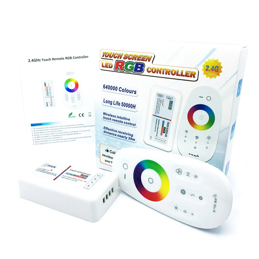 2.4GHZ RF Touch Remote RGB RGBW DimmerLED Strip Light Controller DC12-24V Wireless Touch Screen LED Controller