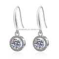 Women Diamond Jewelry Vvs 1ct Moissanite Drop Earrings 925 Sterling Silver Halo Style 3EX Cut Women Hoop Earrings