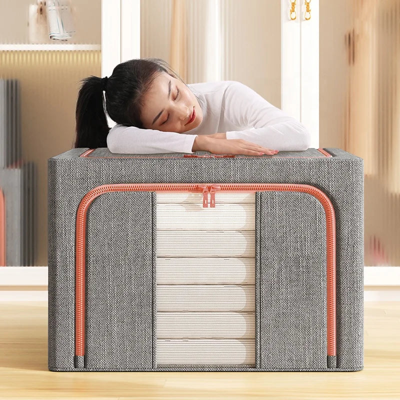 Clear Clothes Organizer with Transparent Windows Low Price Foldable Steel Framed Storage Box China Supplier
