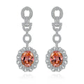 New Arrival Luxury 10*13mm 10ct Oval Cut Synthetic Padparadscha Pink CZ Drop Earrings Sterling Silver 925 Earring