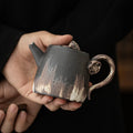 Lotus Seedpod Relief Handle Pot Stoneware Retro Kung Fu Tea Teaware Zen Teapot Single Teakettle