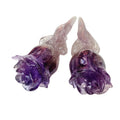 Natural Carving Crafts Purple Crystal Amethyst Rose Flower Souvenir