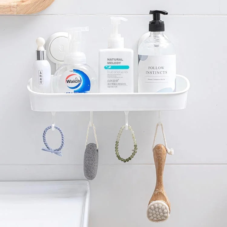 Wall Mounted Shower Organizer Drill-free Reusable Plastic Shower Caddy Bathroom Shelf Shower Caddy With Vacuum Suction Cup