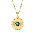 Trendy 925 Sterling Silver Evil Eye Pendant Necklace Green Zircon Eye Shape Gold Plating Unisex Gifts Parties Anniversaries