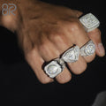 Iced Out Ring Moissanite Oval Shape 925 Sterling Silver VVS Fine Jewelry Hip Hop Finger Band Ring for Men