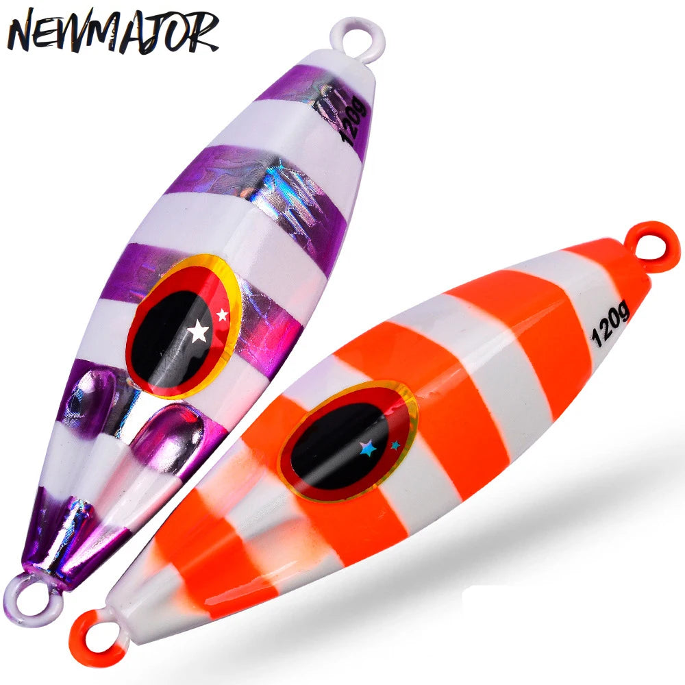 NEWMAJOR 30-120g Slow Sinking Jigging Lure Colorful Artificial Bottom Bait with 3D Eyes for Stream Saltwater Freshwater Fishing