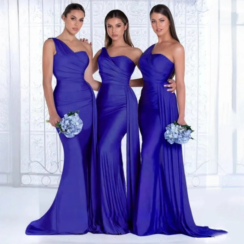 Mermaid Dress Bridesmaid Dress One Shoulder 2023 Elegant Stretch Satin Party Bridesmaid Dress for Wedding