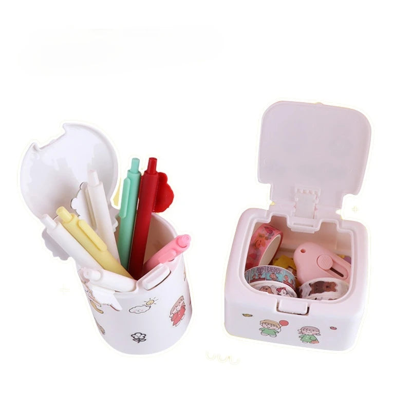 Creativity Student Pen Holder Storage Box Plastic Pen Holder Tape Storage Box