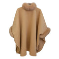 Korean Style Women Fox Fur Collar Shawl Winter Woolen Faux Fox Fur Poncho