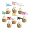 Personalised Happy Birthday Party Supplies Paper Cake Topper Birthday Cupcake Toppers Glitter Cake Topper