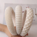 Fashion Sweet White Pearl Bridal Wide Luxury Hairband Pearl Headband for Women Wedding