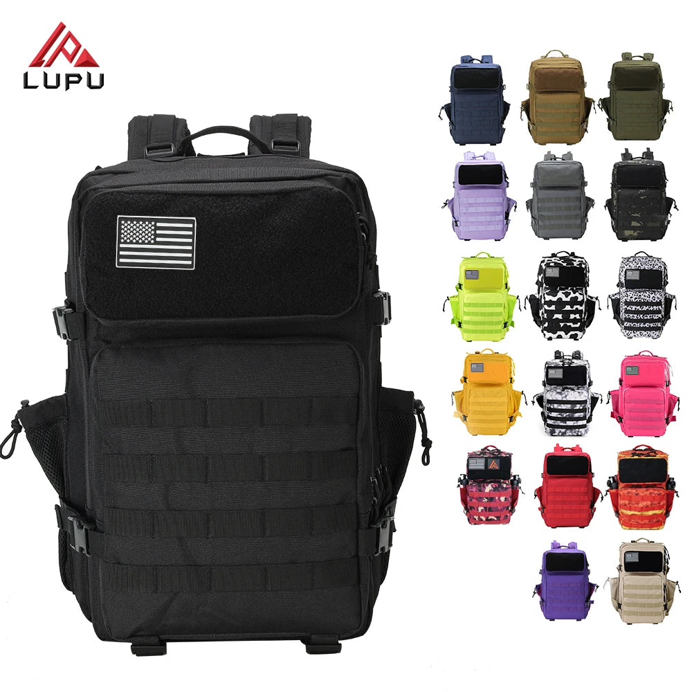 Hot Sale 45L Black Tactical Backpack with Internal Frame Waterproof Outdoor Hiking Survival Bag Zipper Closure Polyester Lining