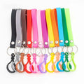 Wholesale PVC Soft Rubber Wrist Rope Keychain Colorful Leather Rope Hanging Lobster Clasp DIY Keyring Car Pendant Accessories