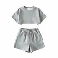 Women's Summer Casual Sports Sweat Set One Set New Short Sleeve T-shirt & High Waist Loose Shorts Breathable