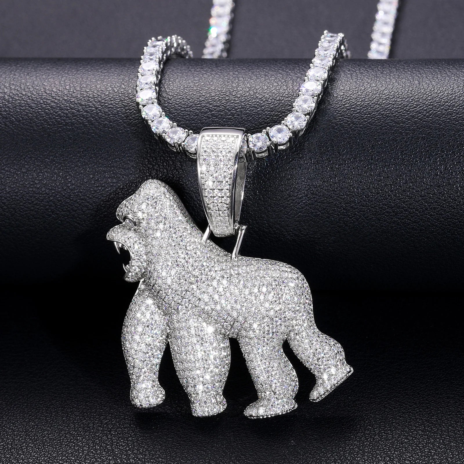 Full VVS Moissanite Iced Out Gorilla Pendant Bling 925 Sterling Silver Pass Diamond Test Luxury Hiphop Jewelry for Men
