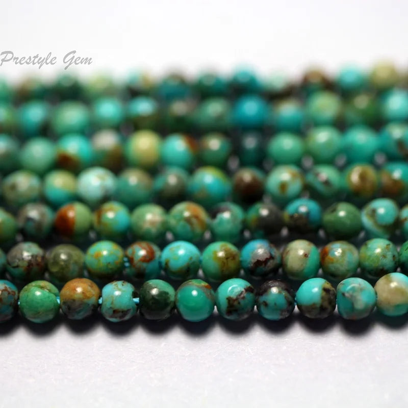 Wholesale Natural Anhui Turquoise Smooth Round Loose Beads for Jewelry Making Design DIY Bracelet