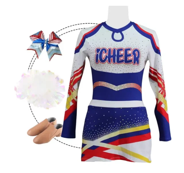 Wholesale Custom Colorful Cheerleading Uniform Sets-Rhinestone Embellished Bulk Orders for Schools/Squads
