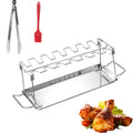 Stainless Steel Chicken Wing Leg Rack Grill Holder Rack with Drip Pan for BBQ Multi-Purpose Chicken Leg Oven Grill Rack
