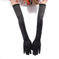 Women's Satin Long Gloves Opera Wedding Bridal Evening Party Prom Costume Glove Black Long Satin Rhinestone Gloves
