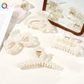 QIYUE Large Pearl Hair Clip Tempered Plastic Catch Plate and Shark Clip Hair Accessories for Ponytail Catch Catch Clip Hair