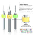 PCB Twist Carbide Drill Bit Set 10pcs Tungsten Steel Micro Diameter 1/8" Fixed Handle Mini CNC 0.1-3.175mm