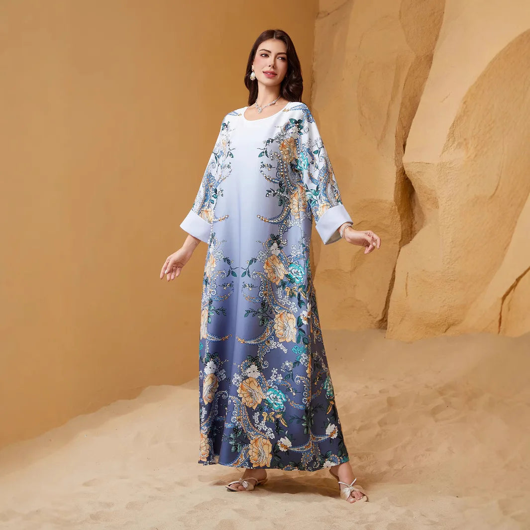 Ethnic Evening Dresses Caftan Beading Abaya Dubai Arabic Turkish Abaya Islamic Moroccan Kaftan Dresses for Women Modest