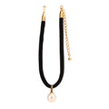 Korean Vintage Black Flannel Pearl Charms Fashion Choker Necklace Women's Accessories Wholesale