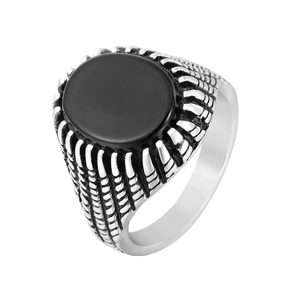 OEM ODM  2021 New Design Fashion Dainty Fashionable Arab Natural Black Onyx Ring for Men Man
