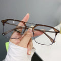 Men Rectangle Double Bridge Glasses Square Metal Frame Optical Unisex Hexagon Chic Anti Blue Light Alloy Mirror Eyeglasses