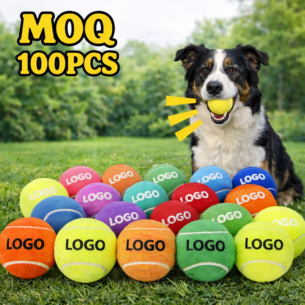 Free Custom logo Eco-Friendly Throwing Dog Chew Toys Wholesale Rubber Pet Tennis Balls Interactive Dog Toy Ball Pet Bite Toy