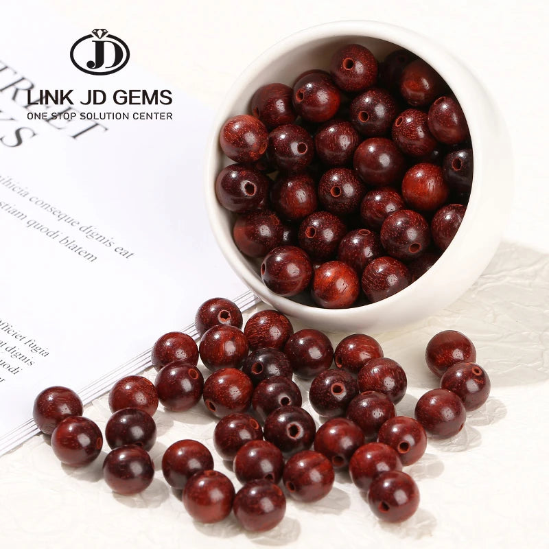 JD Wholesale 6 8 10 12mm Pick Size Round Charms Wooden Beads Natural Loose Beads for Jewelry Making