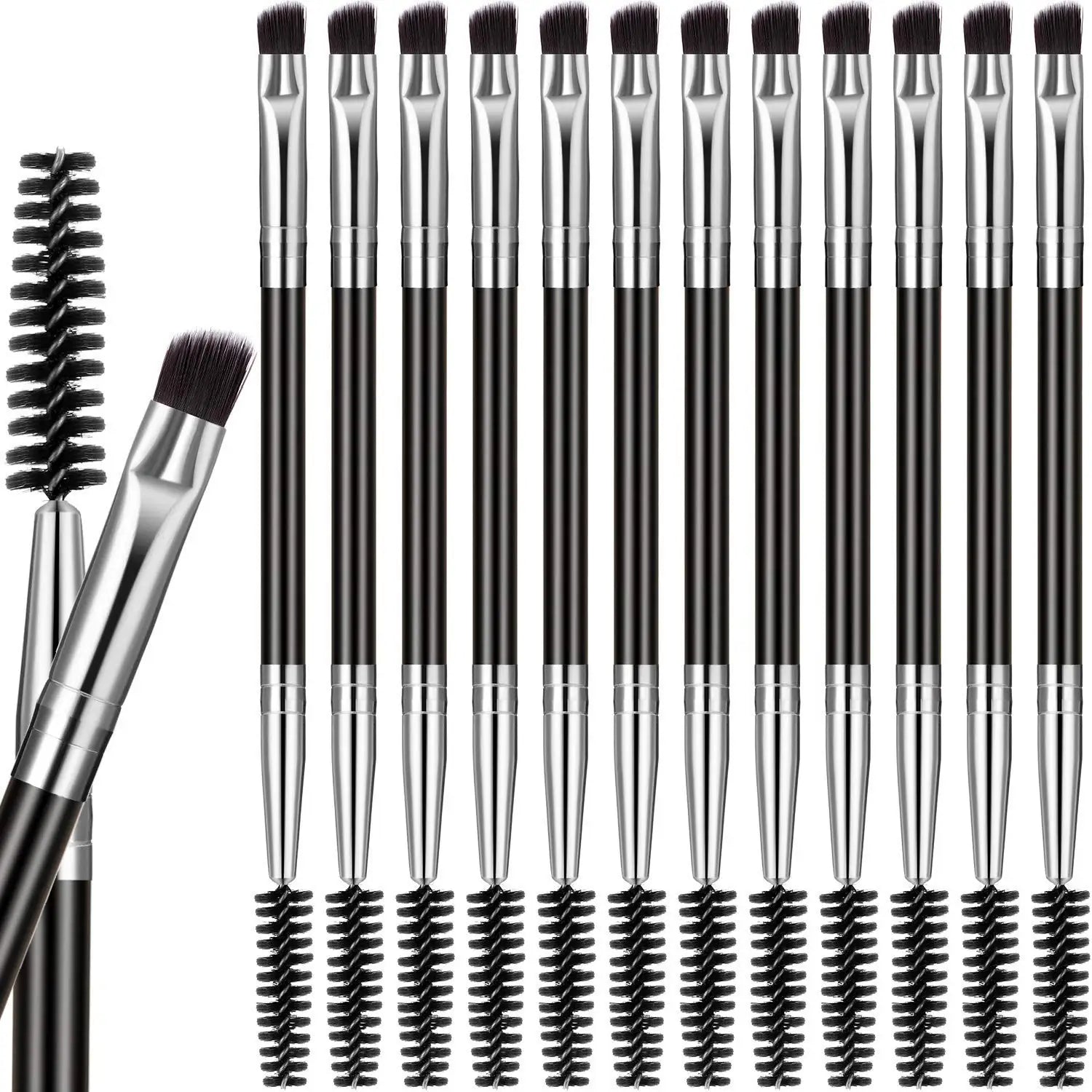 2 in 1 Eyebrow Brush Dual Ended Angled Brush Double-headed Nylon Handle Beauty Make up Brushes Tools