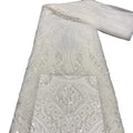 White Tulle Sequins Lace Fashion Bridal Beads Embroidered Lace Fabric for Wedding Dress