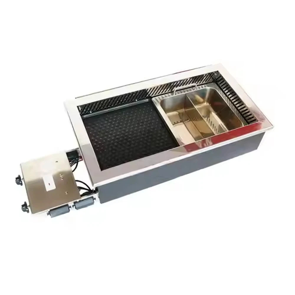 2 in 1 655MM Korean Gas Grill Smokeless Bbq Grill Indoor Table Top Embedded Hot Pot Bbq Grills