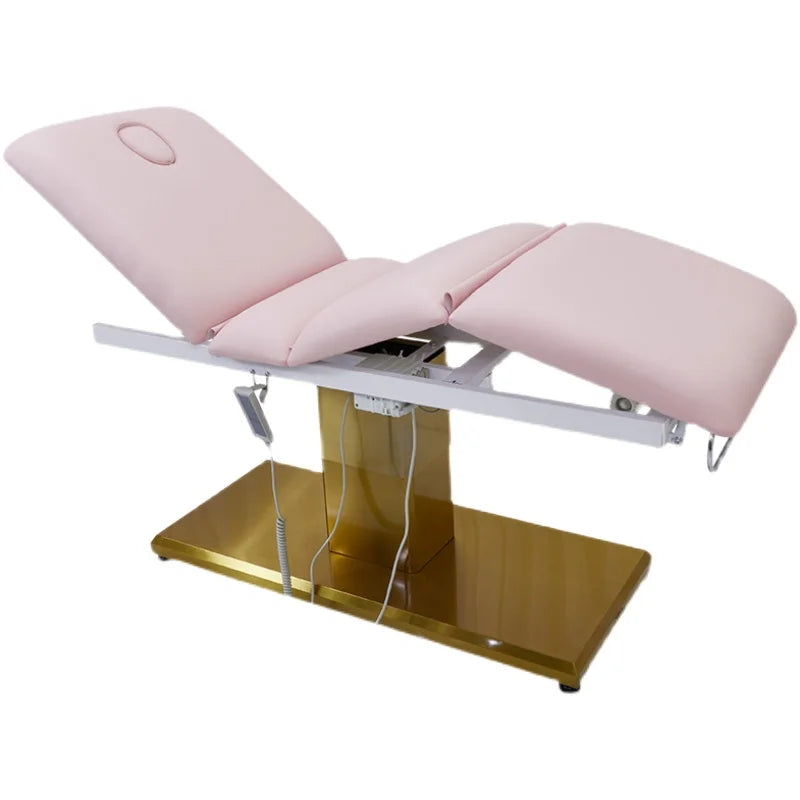 Fashion Spa Gold Electric Full Function Acupuncture Tattoo Facial Body Therapy Cupping Pedicure Chair Beauty Bed Massage Table