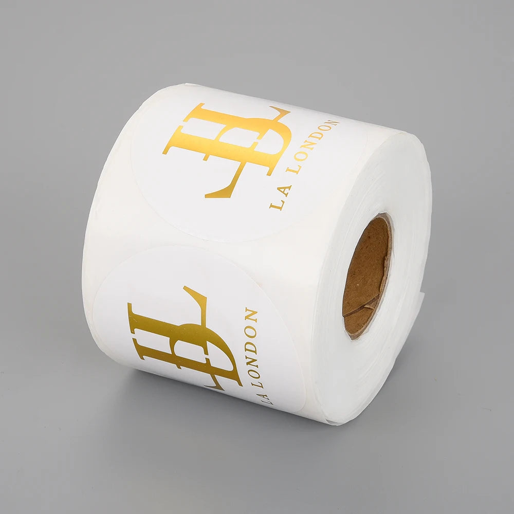 Wholesale Custom Business logo Printing Self Adhesive Gold Foil Sticker Packaging Labels