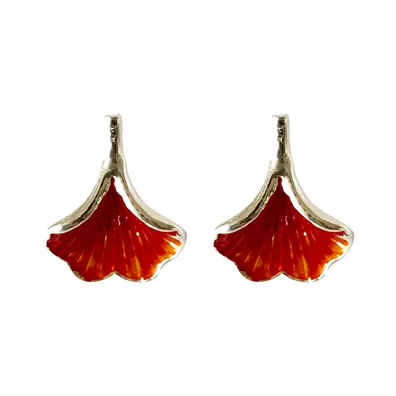 925 Sterling Silver Prevent Allergy Ginkgo Biloba Brincos Stud Earrings For Women Wedding Earrings Jewelry Accessories