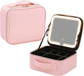 Makeup Case With Led Mirror Makeup 3 Color Setting Organizer Pu Makeup Box With Adjustable Dividers Large Cosmetic Bag