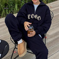 F5182 Women's Sweatsuits 2 Piece Outfits Long Sleeve Half Zip Pullover and Baggy Sweatpants With Pockets Jogger Tracksuit