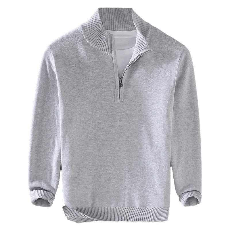 Custom logo Men's Cardigan Sweater Autumn Winter Clothing Fashionable Zipper Collar 100% Cotton Knitted Sweater