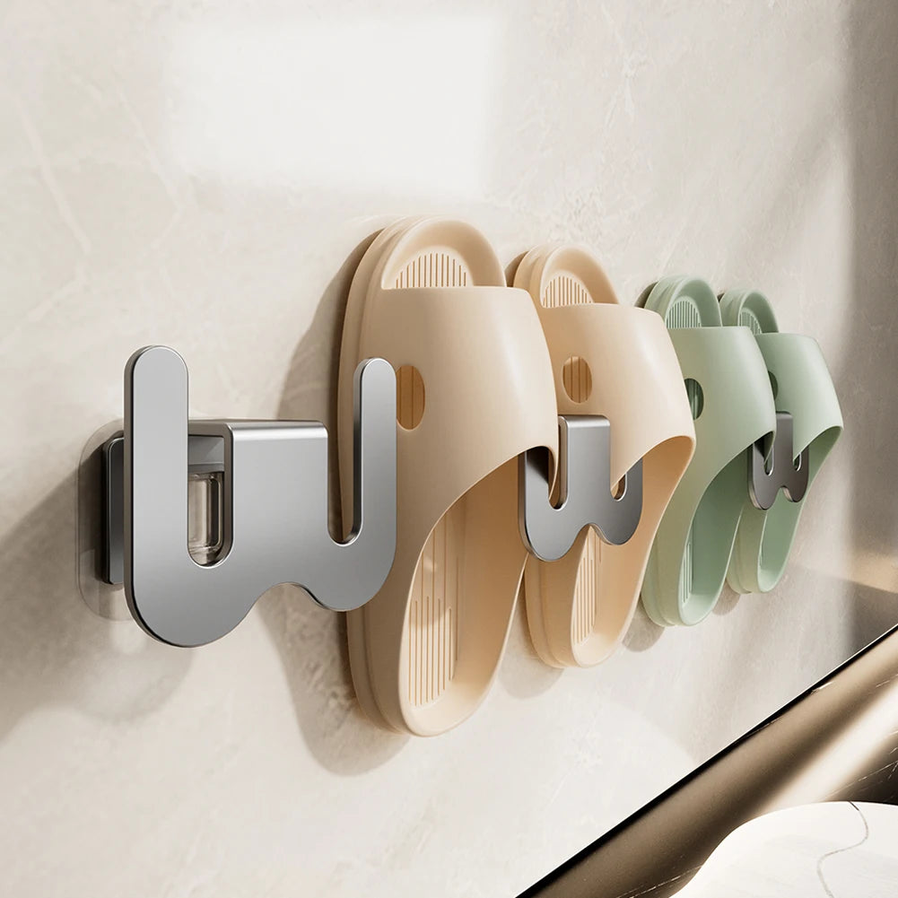 No Drilling Modern Aluminum Wall Mounted Shoe Rack Saving Hangers Shoes Storage Organizer Living Room Bathroom Slipper Rack