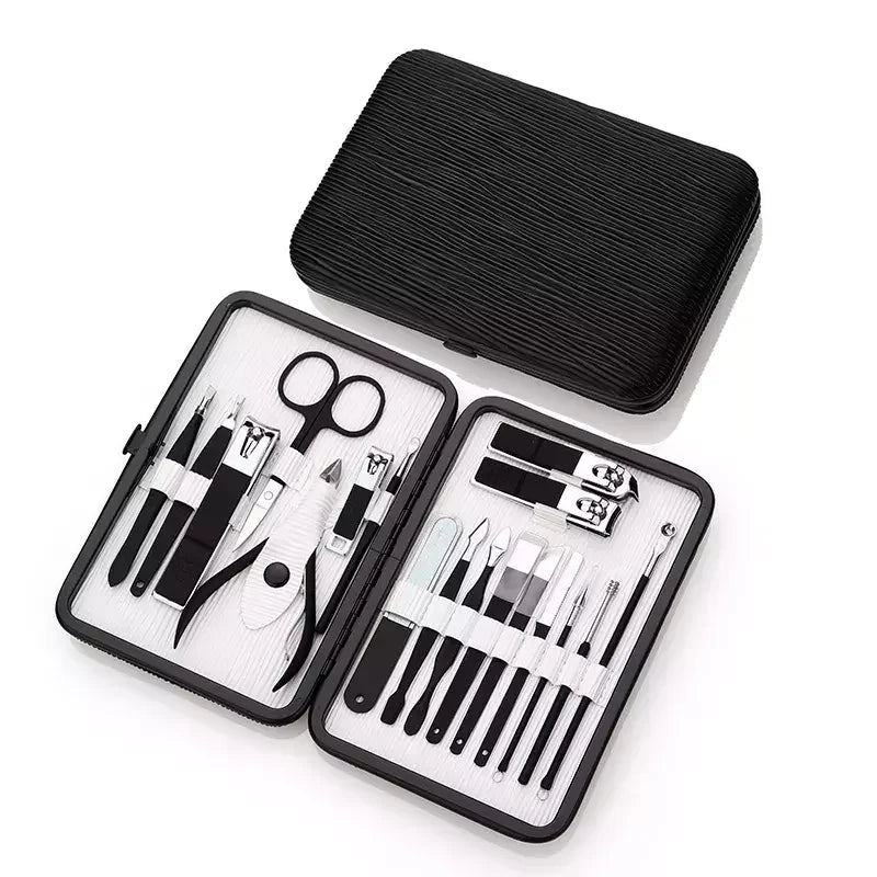 Wholesale Stainless Steel 18pcs Nail Clipper Set Green Nail Tools Manicure & Pedicure Set Travel Grooming Kit