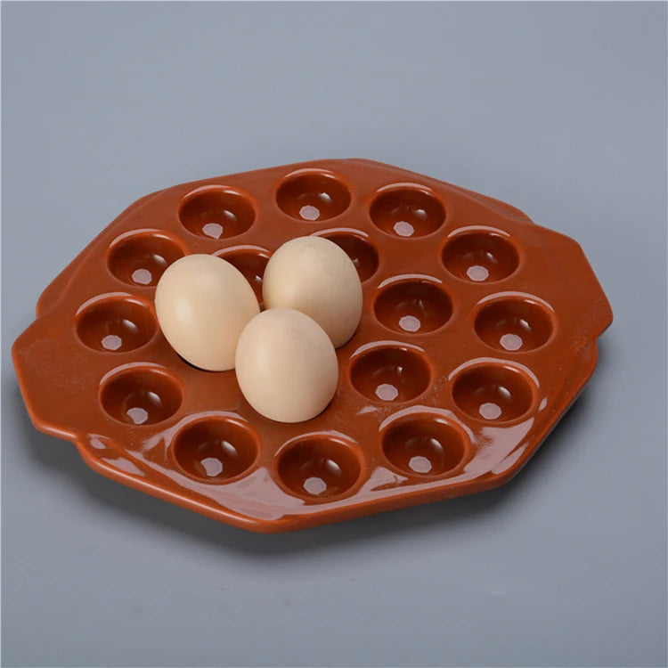 Wholesale Custom Creative Brown Cheese Plate Ceramic Egg Cup Shockproof Egg Tray Household Egg Tray