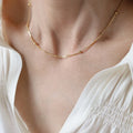 Dainty 18k Gold Plated Beaded Snake Chain Choker Necklace Satellite Chain Necklace Layering Necklace