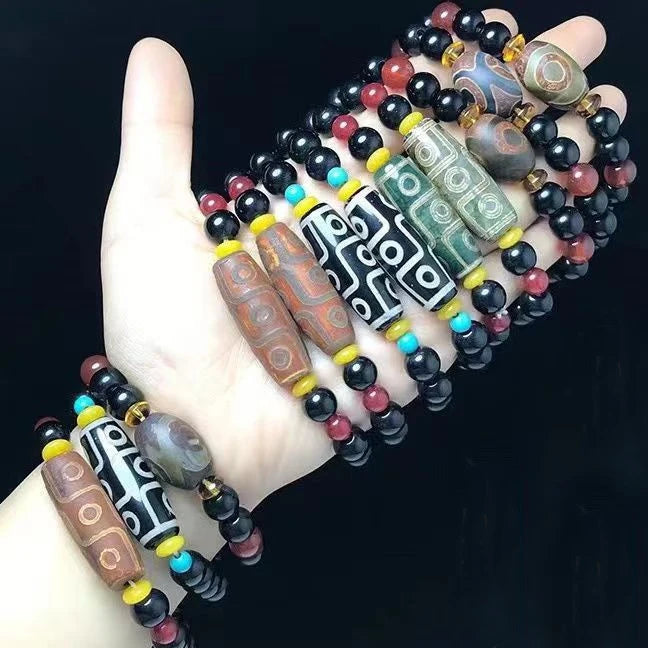 SC Hot Sale Simple Pray Lucky Bangle Bracelet Trendy Agate Bracelet Fashion Tibet Dzi Bead Bracelet for Women Men
