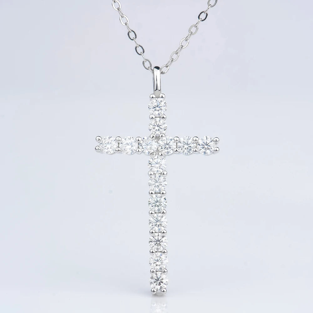Fine Jewelry 925 Silver Mossanite Diamond Jewelry Cross Pendants Necklaces White Gold/Gold/Rose Gold Color Fashion Jewelry